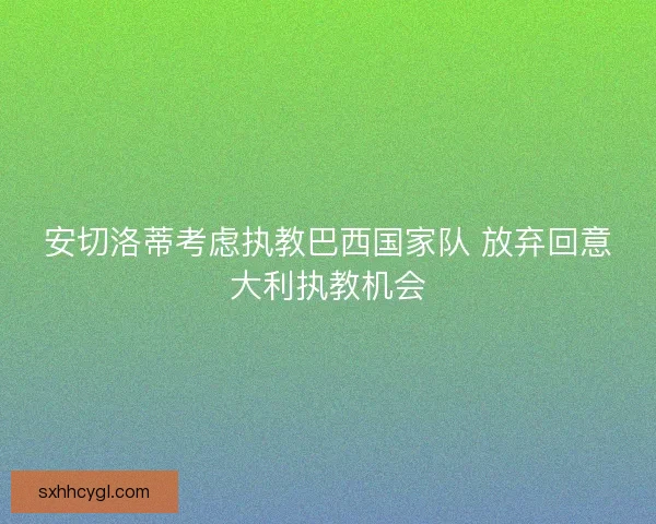 安切洛蒂考虑执教巴西国家队 放弃回意大利执教机会 安切洛蒂考虑执教巴西国家队 放弃回意大利执教机会